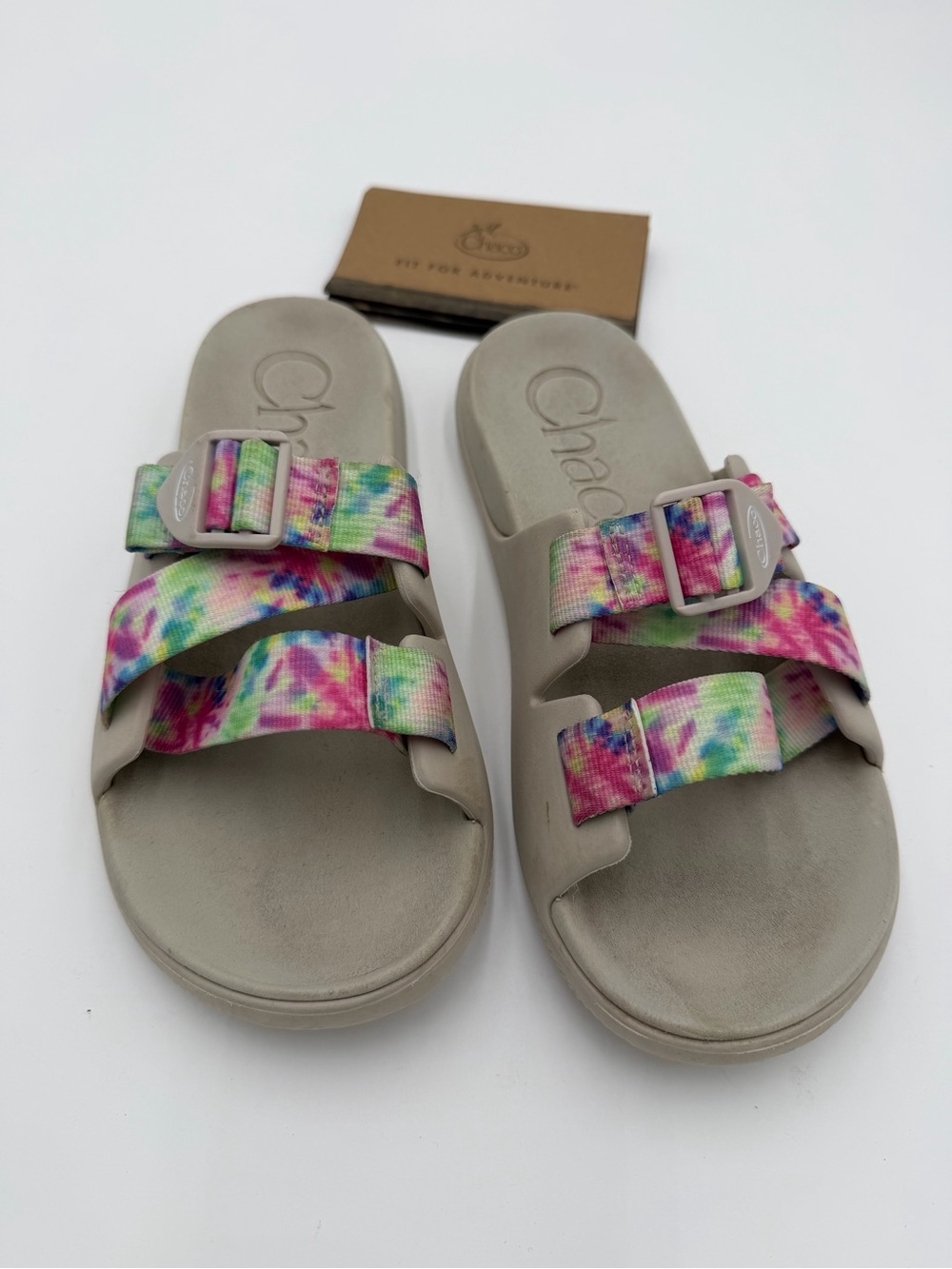 Chaco Chillos Slide Sandal Womens Size 9 Tie Dye Strap Gray Comfort Shoes Summer